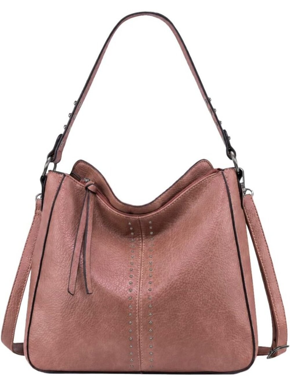 Women's Dark Pink Leather West Hobo Crossbody Leather Purse Ladies Shoulder Bag
